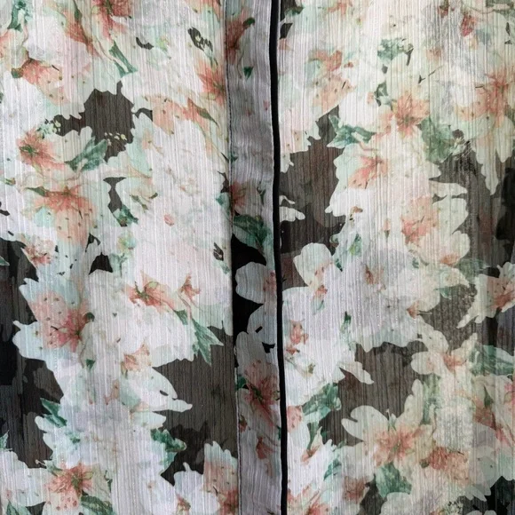 Liz Claiborne Plus Size 14W 0X Sheer Floral Long Sleeve Button Down Career Top - Picture 6 of 9